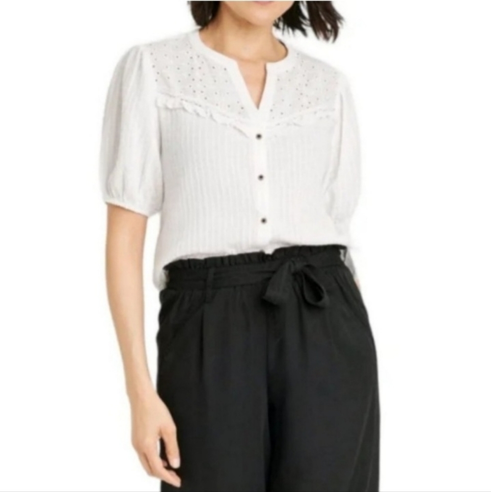 Knox Rose Target White Puff Sleeve Popover Blouse Top Size XL NEW NWT - Picture 2 of 14